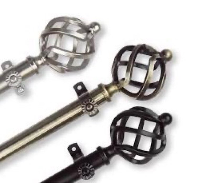 antique brass curtain rod 48 to 88 inch, 5/8 inch curtain rod set with twisted finials ends, heavy d