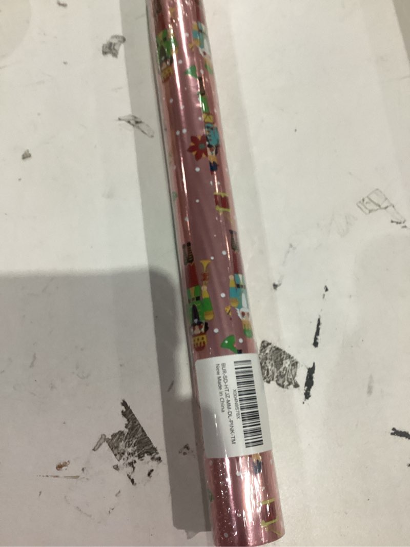 Condition photo showing New/Like New for Burymento Pink Christmas Wrapping Paper, Reversible Pink Nutcracker and Christmas Tree Design Gift Wrapping Paper Suitable for Holiday, Mini Roll (17 Inch X 32.8 Feet) Pink - Nutcracker and Christmas Tree 17 IN x 32.8 FT