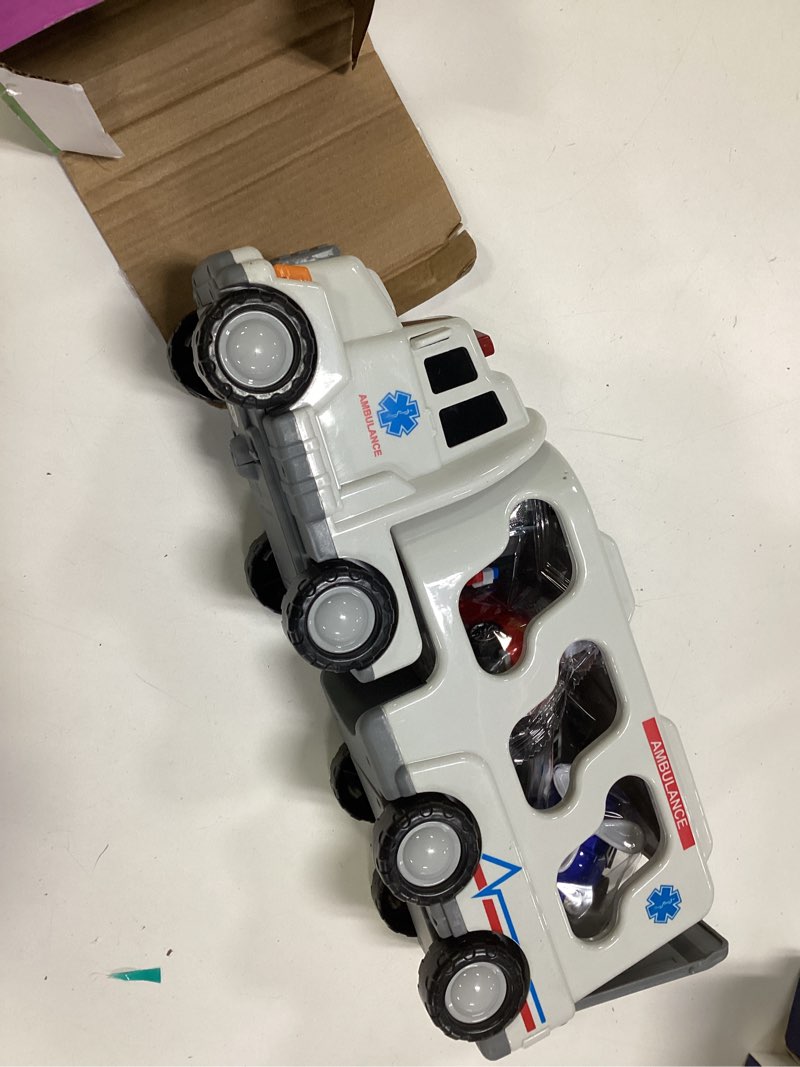 Condition photo showing Good Condition for 5-in 1 Play Ambulance Toy Vehicle Toddler Truck Toys for 3 4 5 6 7 Year Old Boys - Friction Powered Cars with Light and Sound, Police Car, Fire Truck, Ambulance Car, Birthday Gifts for Kids 5 Ambulance Cars