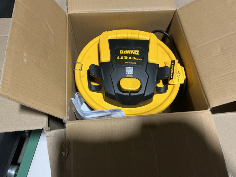 Condition photo showing Good Condition for dewalt ash vacuum dxv04a, 4 gallon metal canister, 4 hp powerful motor, strong suction, and efficient filtration safe ash vacuum for pellet stoves, fireplaces, and bbq grills