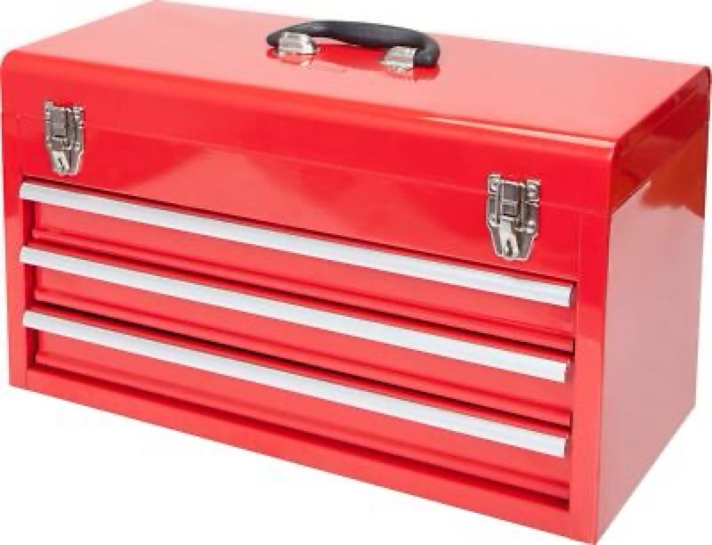 BIG RED Torin 20" Portable 3 Drawer Steel Tool Box with Metal Latch Closure