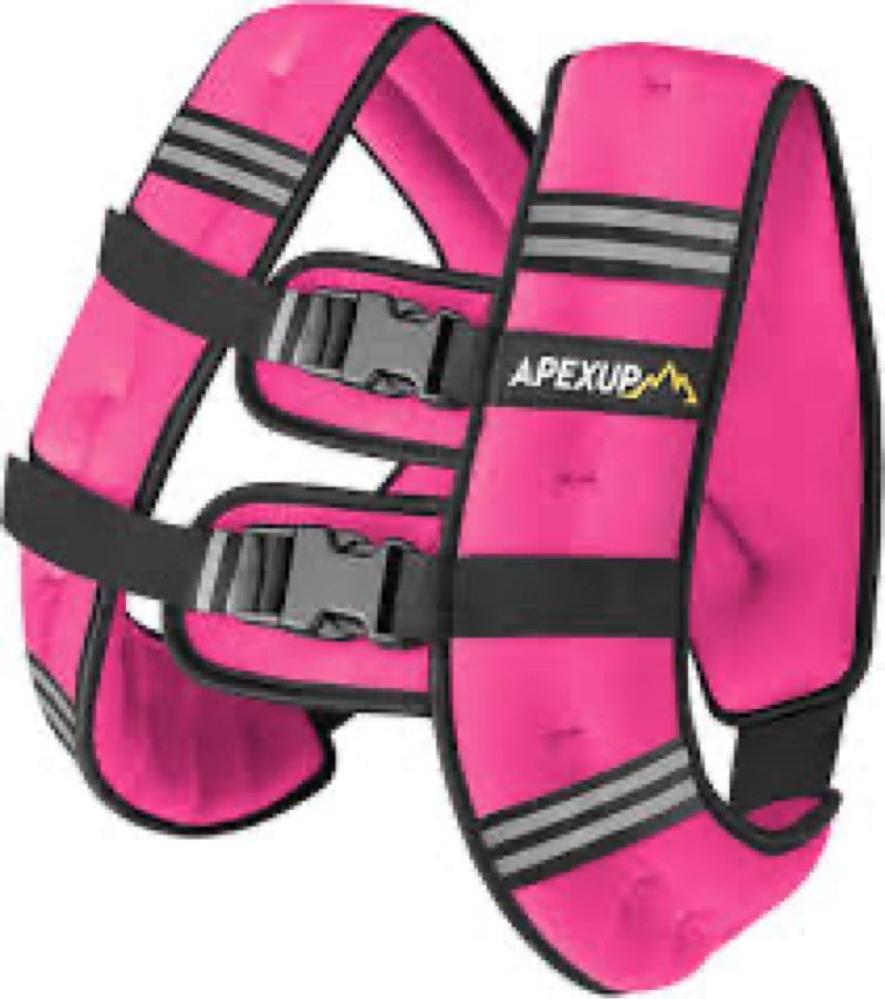 12LB Pink Weighted Vest with Two Adjustment Straps for Men Women, Weight Vest with Reflective Stripe