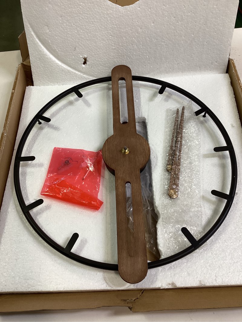 Large Wall Clock,Minimalist 16'' Battery Operated Clock with Wood and Metal Frame Decorative Wall Clocks for Living Room,Bedroom or Office