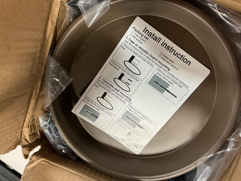 Condition photo showing Good Condition for tree mounted bird feeder for fence outside 6 pack, 8.4" plastic wild bird bath tray with metal holder for wood post, heavy duty wall mount squirrel platform water feeder station outdoor yard 6 sets brown