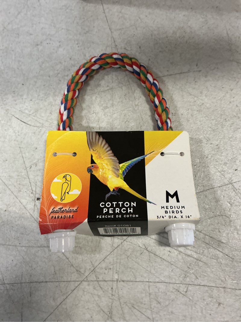 Condition photo showing New/Like New for Cotton Perch .75" diameter: 16" Bird Cage Perch, Bird Bungee Perch, Parrot Perch