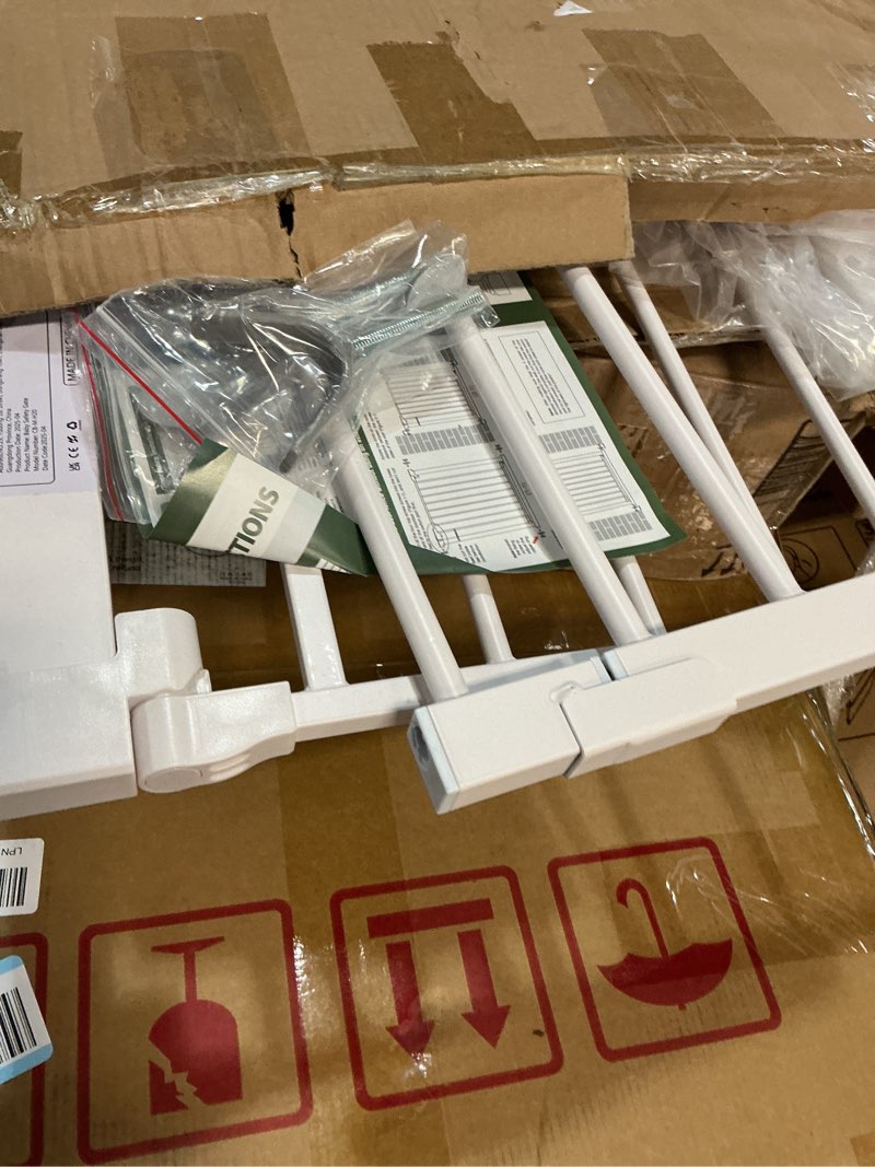 Condition photo showing New/Like New for 36" extra tall baby gate for stairs, 29.5-40.5" wide dog gate for doorways, walk thru auto close metal pet gate for the house, stairs and doorways, child gate pressure mounted dog gate indoor white 29.5-40.5"w x 36"h