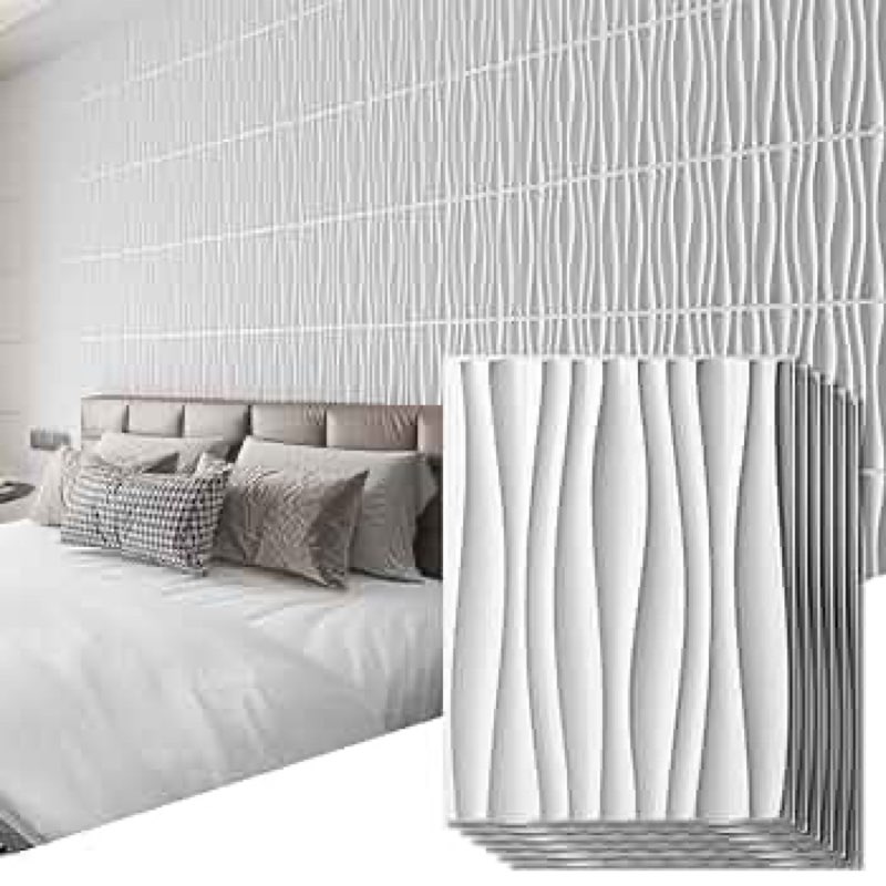 Art3d 100 Pack Decorative 3D Wall Panels, 97 Sq.Feet PVC Interior Wall Décor, 11.8"x11.8", White