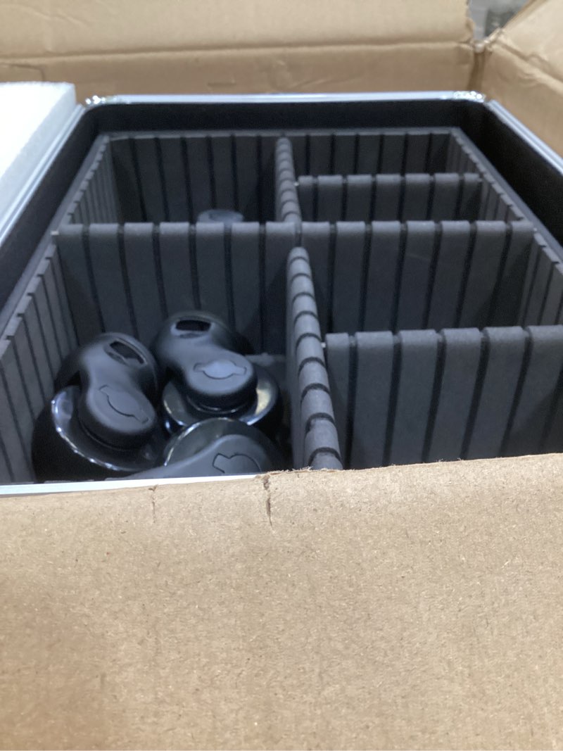 Condition photo showing As Is for adazzo rolling makeup train case 4-in-1 transformable cosmetology case on wheels, large makeup cart with 4 extendable trays, lockable nail supply storage, travel makeup case for professionals black