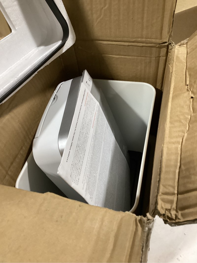 Condition photo showing Good Condition for iTouchless 10 Liter / 2.5 Gal Sensor Bathroom Trash Can with Lid and AbsorbX Odor Filter, White Stainless Steel Small Waste Basket Includes Air Freshener Fragrance Pack, Home Office Bedroom Livingroom White 2 Gal Sensor