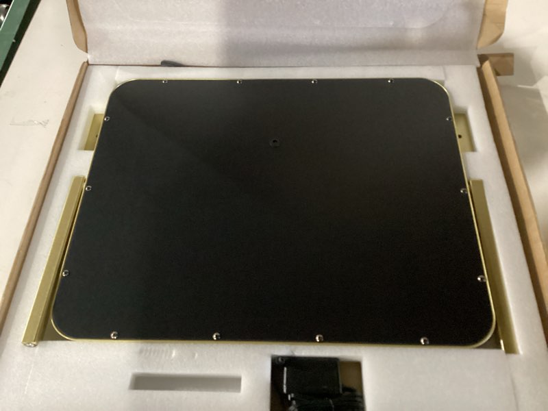 Condition photo showing New/Like New for rolove gold vanity mirror with lights - smart touch dimming, 3-color lighting, 360° rotatable desktop makeup mirror for desk, 22"x17" gold 22"l x 17"w