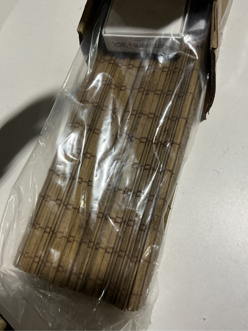 Condition photo showing Good Condition for LazBlinds Cordless Bamboo Roman Shades, Privacy Blinds for Interior Windows, Room Darkening Roll Up Bamboo Blinds for Home & Patio, 23.5" W x 64" H, Highfield Teak Pricacy - Highfield Teak 23 1/2" W x 64" H