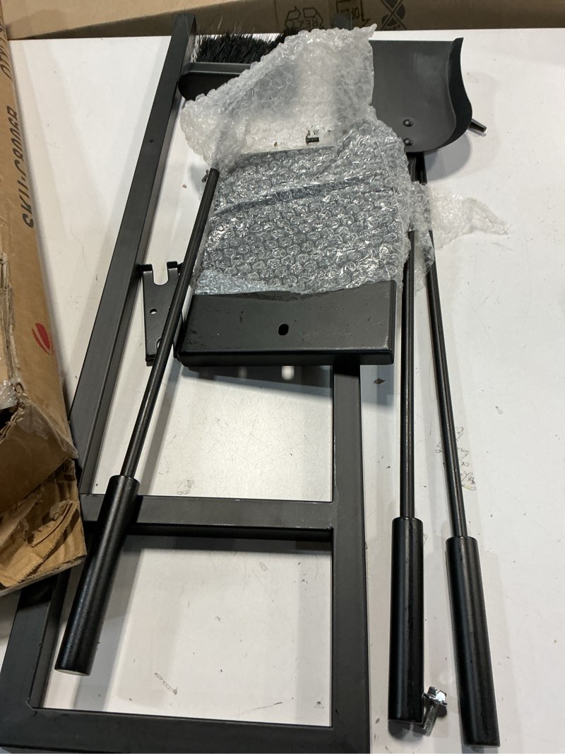 Condition photo showing As Is for (incomplete, only 4 pcs)5 pieces fireplace tools set wrought iron fireplace tools with chimney poker, tongs, shovel, brush and stand hearth accessories set, black 11x30inch