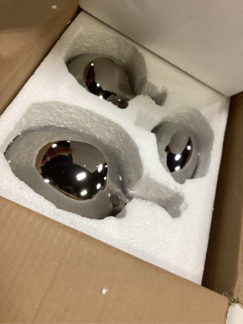 Condition photo showing Good Condition for madison park signature ansen ceramic handmade vase set home décor - metallic accent living room decoration ideal for shelf, side table, mantle ornaments, multi size, silver 3 piece