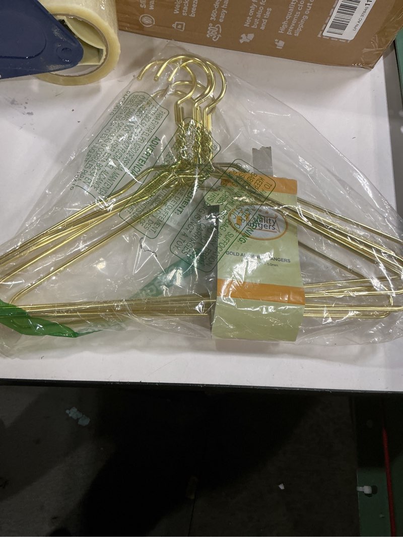 Condition photo showing Good Condition for Beautiful Gold Aluminum Metal Suit Hangers Heavy Duty Coat Hangers (6 Pack Gold)