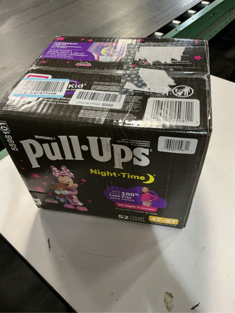 Condition photo showing New/Like New for pull-ups girls' night-time potty training pants, size 4t-5t overnight training underwear (38-50 lbs), 52 ct 4t-5t 52