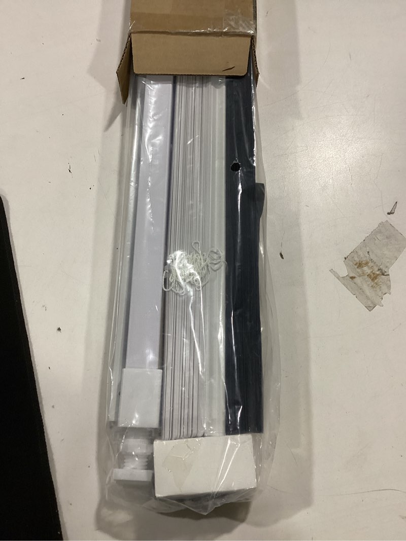 Condition photo showing Good Condition for lazblinds no tools no drill cordless 1" vinyl mini blinds, 100% blackout blinds for indoor windows, room darkening privacy window blinds and shades for interior, 23" w x 48" h, white white 23" w x 48" h