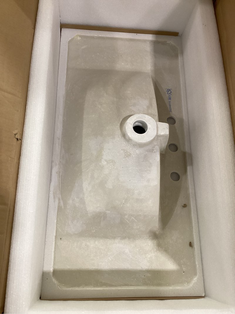 Condition photo showing As Is for SINK ONLY YITAHOME 36" Bathroom Vanity with Sink Set, Vintage Bathroom Cabinet Vanity with Resin Basin, Extra Large Storage with 2 Soft-Closing Doors & 3 Drawers, Navy Blue 36 Inch Navy Blue