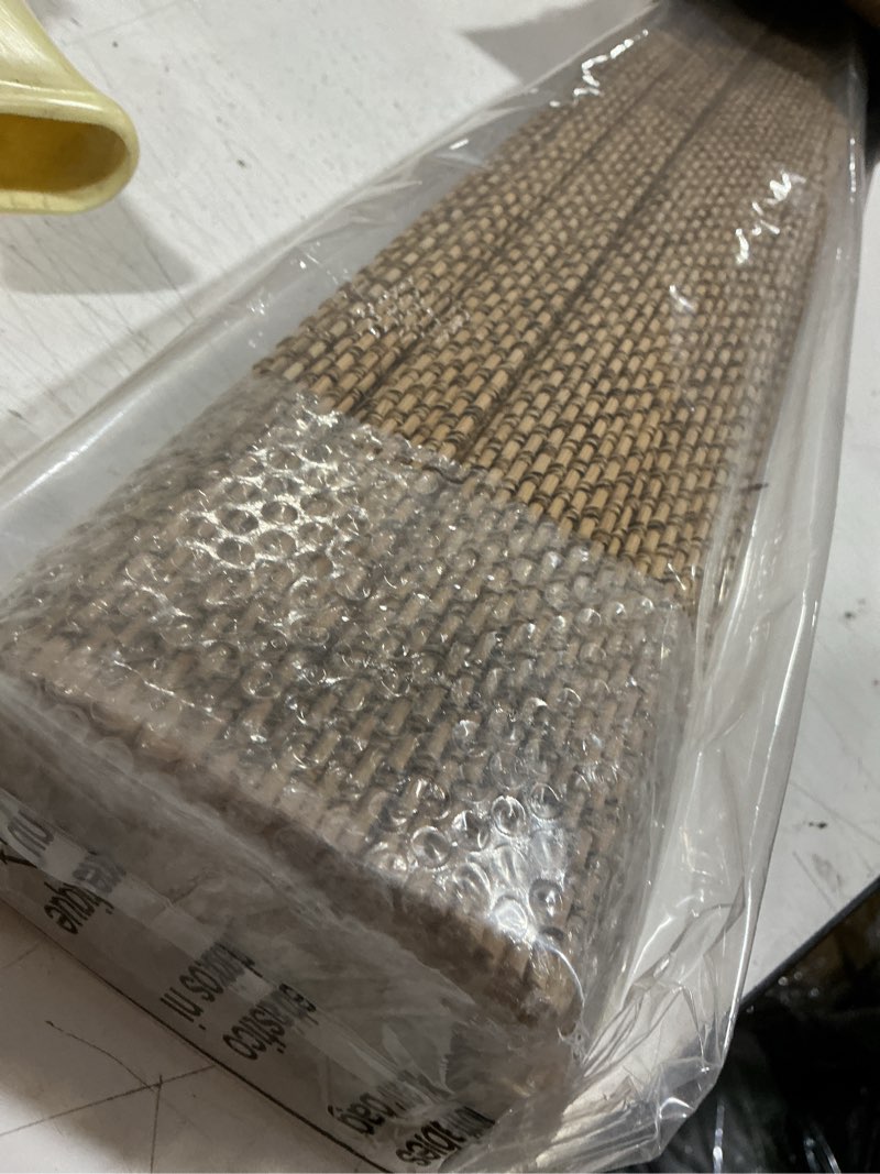 Condition photo showing Good Condition for lazblinds no drill cordless bamboo roman shades, light filtering blinds for indoor windows, roll up bamboo blinds for home, 33" w x 48" h, star-brown star-brown 33"w x 48"h