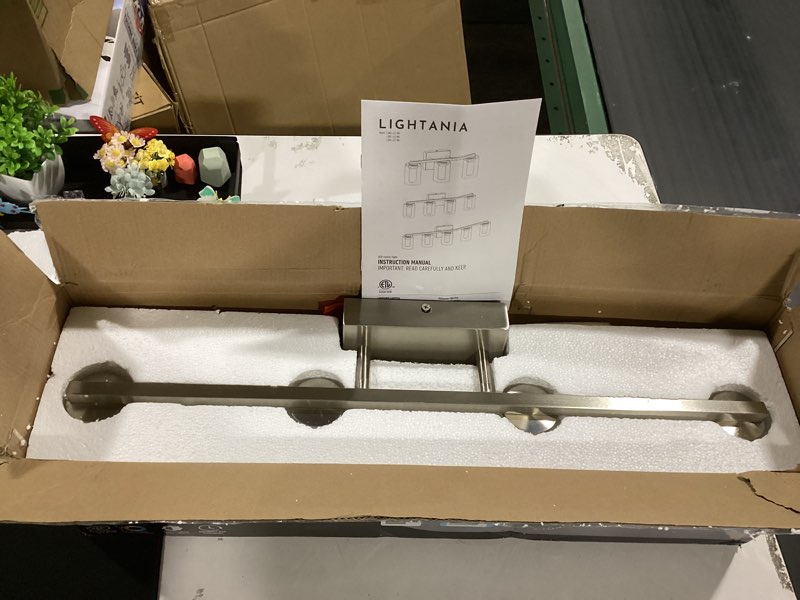 Condition photo showing Good Condition for led modern bathroom light fixtures over mirror, 3-light brushed nickel vanity lights with 5 color modes, dimmable bathroom vanity light with crystal bubble glass, 2700k-6500k adjustable, etl 3 lights