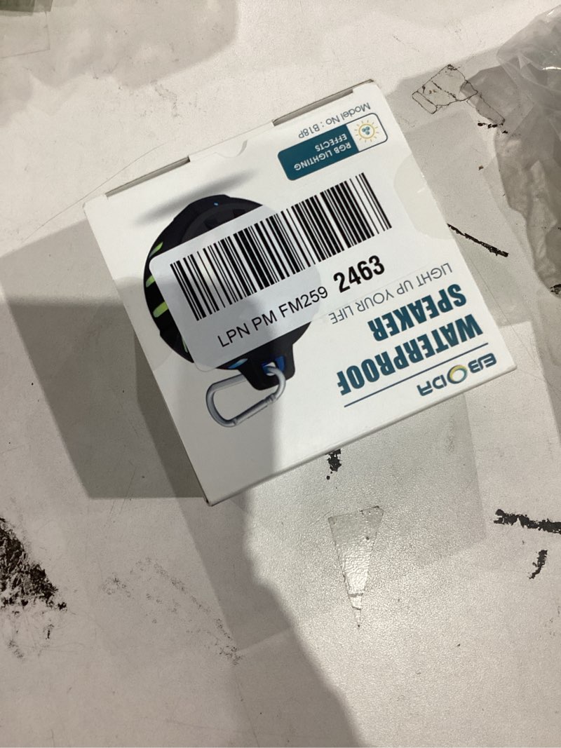 Condition photo showing New/Like New for EBODA Bluetooth Shower Speaker, Portable Bluetooth Speakers, IP67 Waterproof Wireless Speaker with LED Light, Floating, 2000mAh, True Wireless Stereo for Kayak, Beach, Gifts for unisex -Black