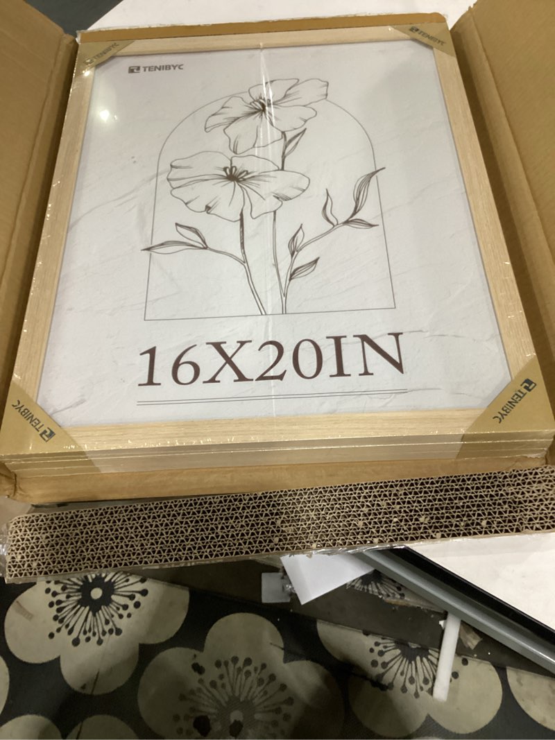 Condition photo showing Good Condition for 16x20 picture frames set - 3 pack - natural oak wood - tempered glass - display family photos, wall gallery, posters & puzzles - home decor