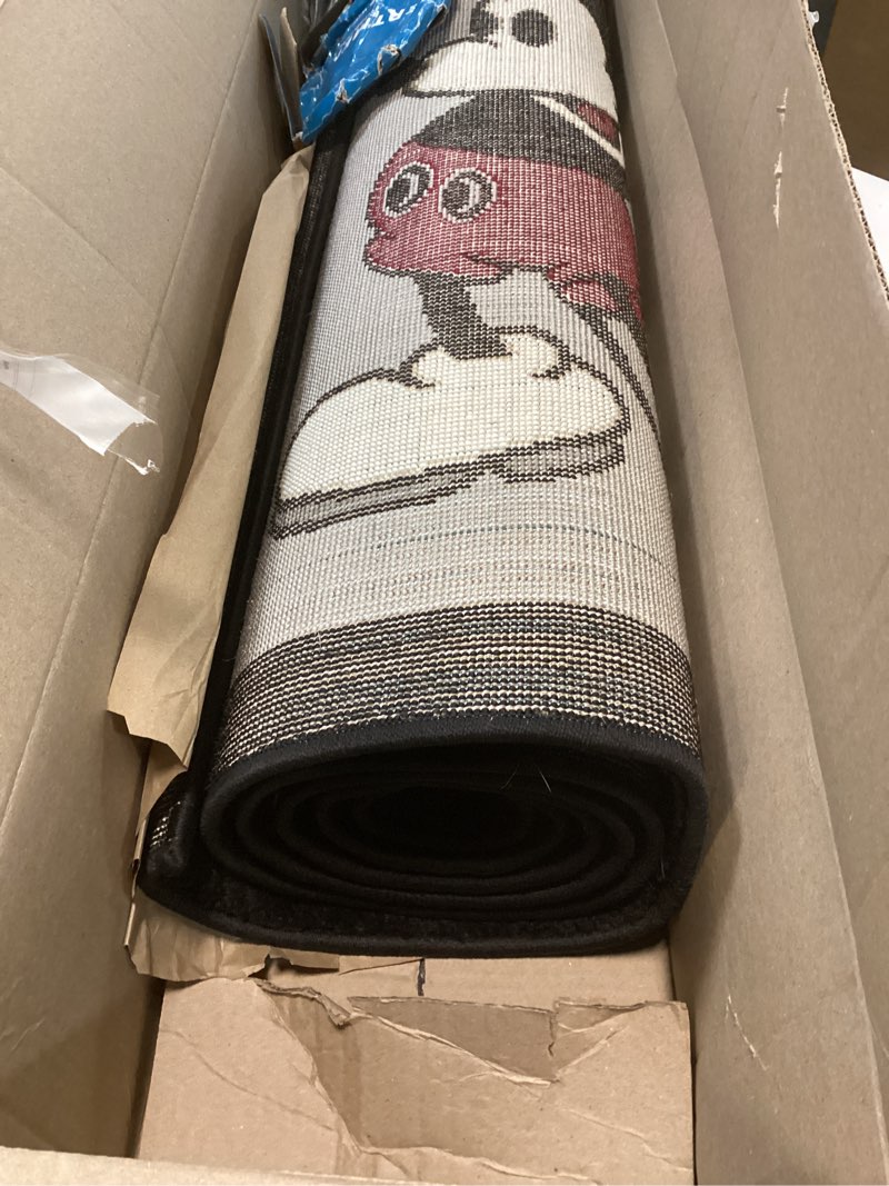 Condition photo showing Good Condition for Gertmenian Disney Mickey Mouse Rug , Textured Floor Mat, Home Décor for Living Room, Dining Room Playroom Study Area, 2x8 Runner, Gray Black Border Retro Classic, 34362 Gray Black Border Retro Walt Disney's Classic 2'7" x 8' (Runner)