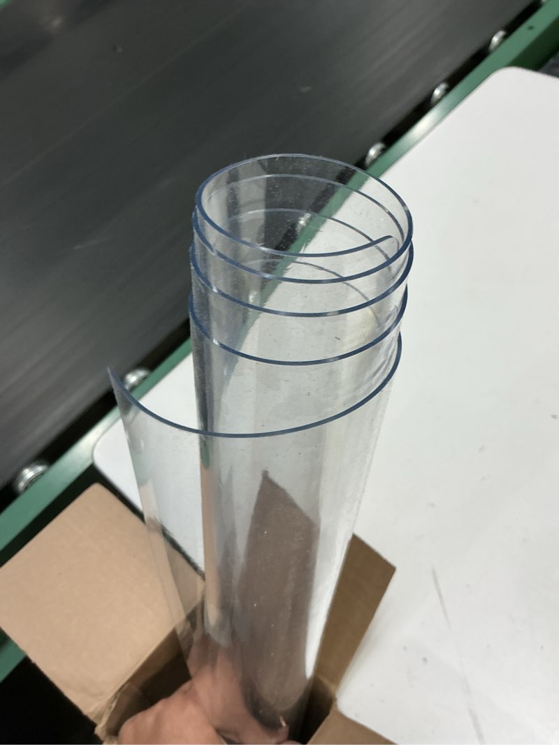 Condition photo showing As Is for lovepads clear desk mat 32 x 32 inch, 1.5mm thick clear table protector, waterproof plastic table cover protector, pvc desk protector mat, vinyl desk cover for desktop, coffee & dining table 32" x 32" (square) clear 1.5mm