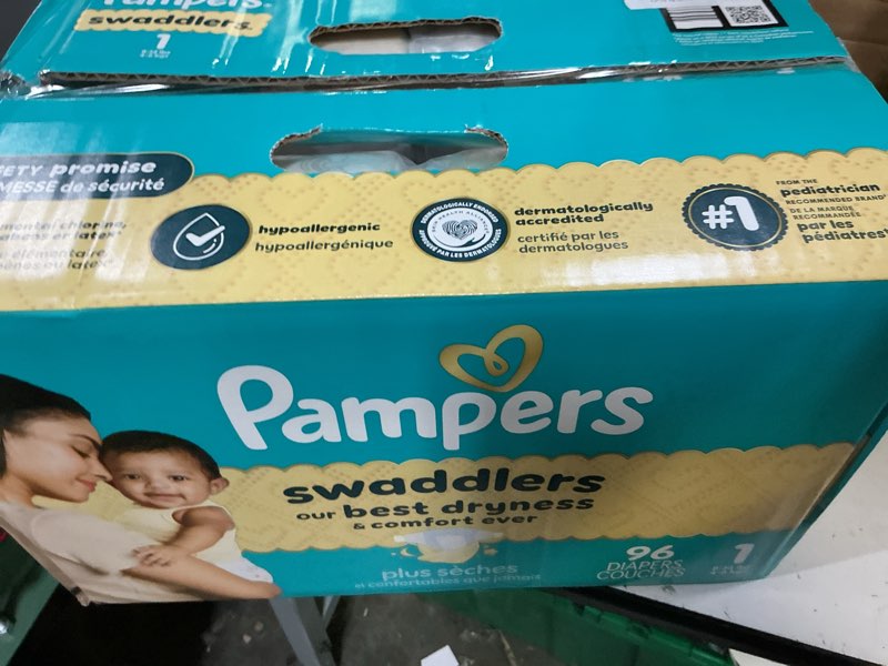 Condition photo showing New/Like New for pampers swaddlers diapers, size 1 (8-14 lbs), 96 count, absorbent, keeps baby dry and comfortable, skin safe disposable baby diaper (packaging may vary) size 1 96