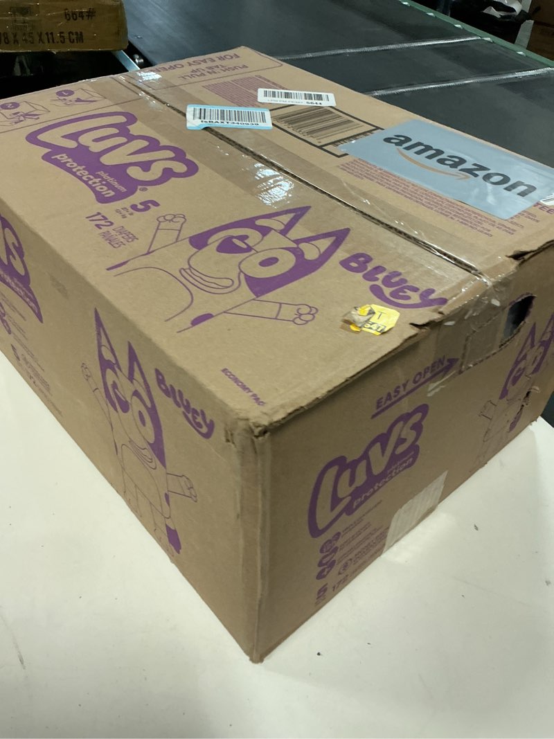 Condition photo showing New/Like New for Luvs Diapers - Size 5, 172 Count, Bluey Platinum Protection Baby Diaper Size 5 172