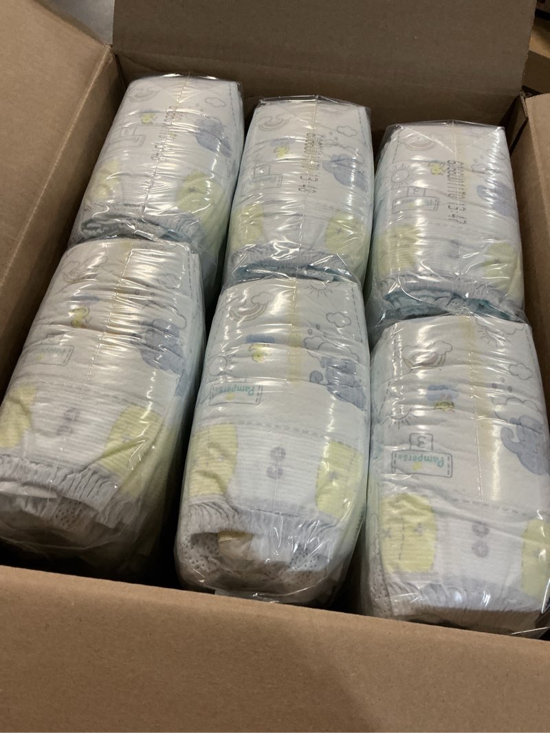 Condition photo showing New/Like New for pampers swaddlers diapers, size 3 (13-26 lbs), 168 count, absorbent, keeps baby dry and comfortable, skin safe disposable baby diaper size 3 168