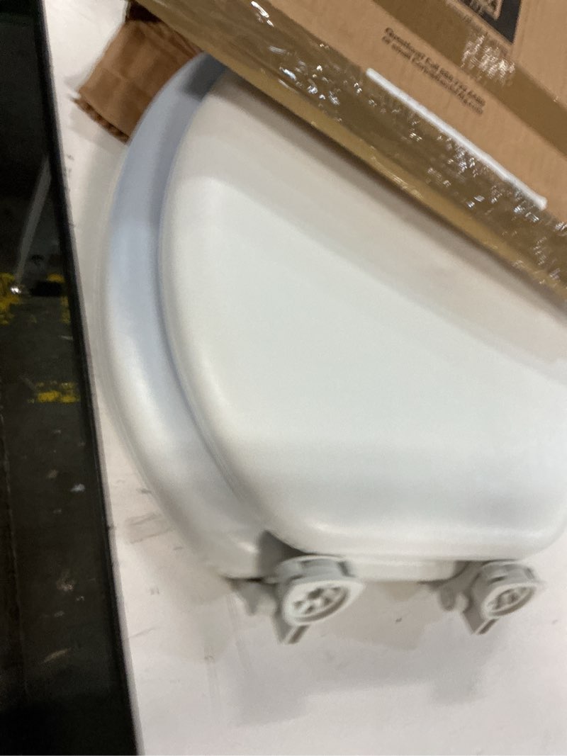 Condition photo showing New/Like New for carex toilet seat riser, round raised toilet seat adds 3.5 inches to toilet height, for assistance bending or sitting, 300 pound weight capacity toilet riser