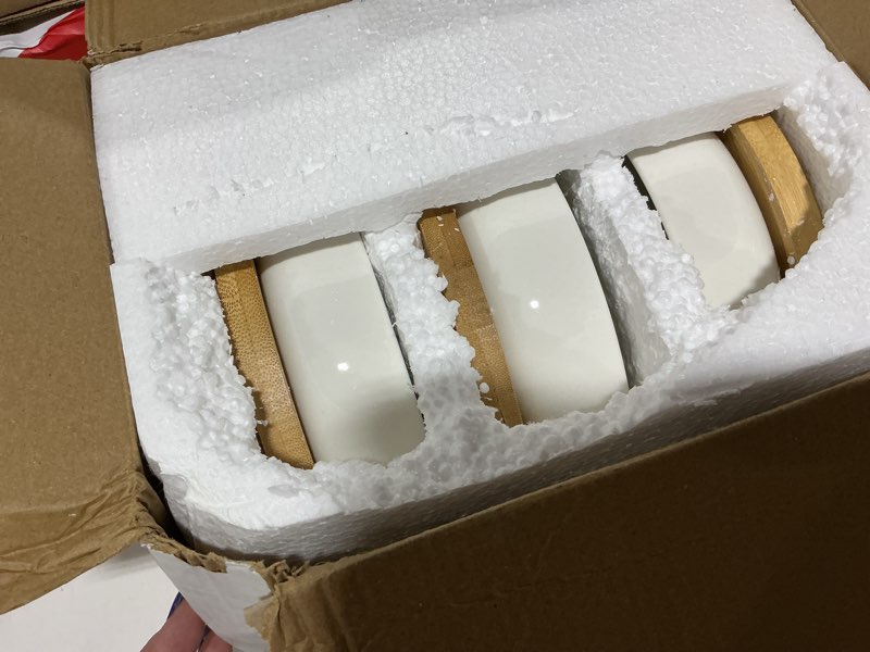 Condition photo showing Good Condition for lawei 3 pack 6 inch round succulent cactus planter pots with drainage bamboo tray - garden ceramic flower planter pot