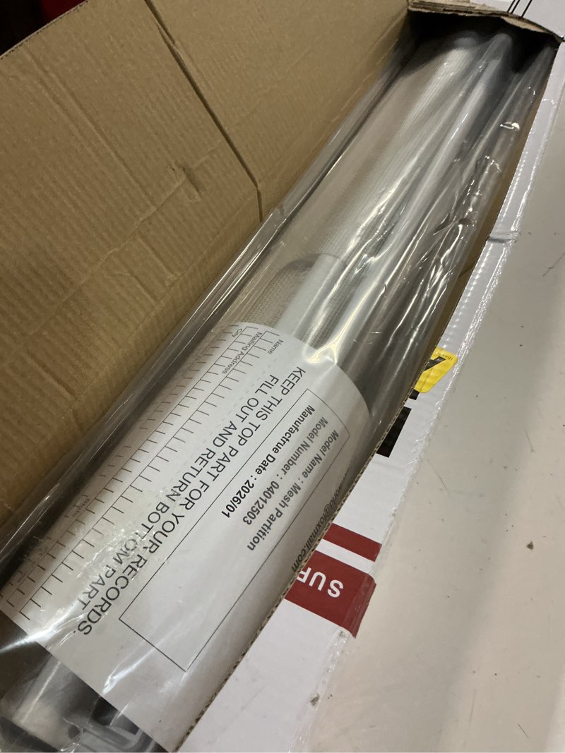 Condition photo showing Good Condition for reinforced 42” extra tall x 80” wide retractable baby gates with rods to prevent crawling through, extra tall dog gate for large openings indoor outdoor long mesh gate for stairs and doorways, white white reinforced 42" tall x 80" wide