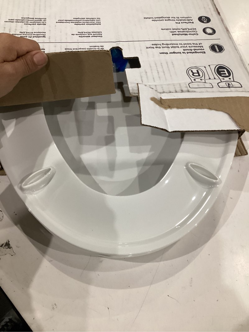 Condition photo showing Good Condition for kohler 20110-0 brevia, slow close toilet seat, elongated toilet seat, grip-tight bumpers quick-attach hardware, white white elongated quiet-close