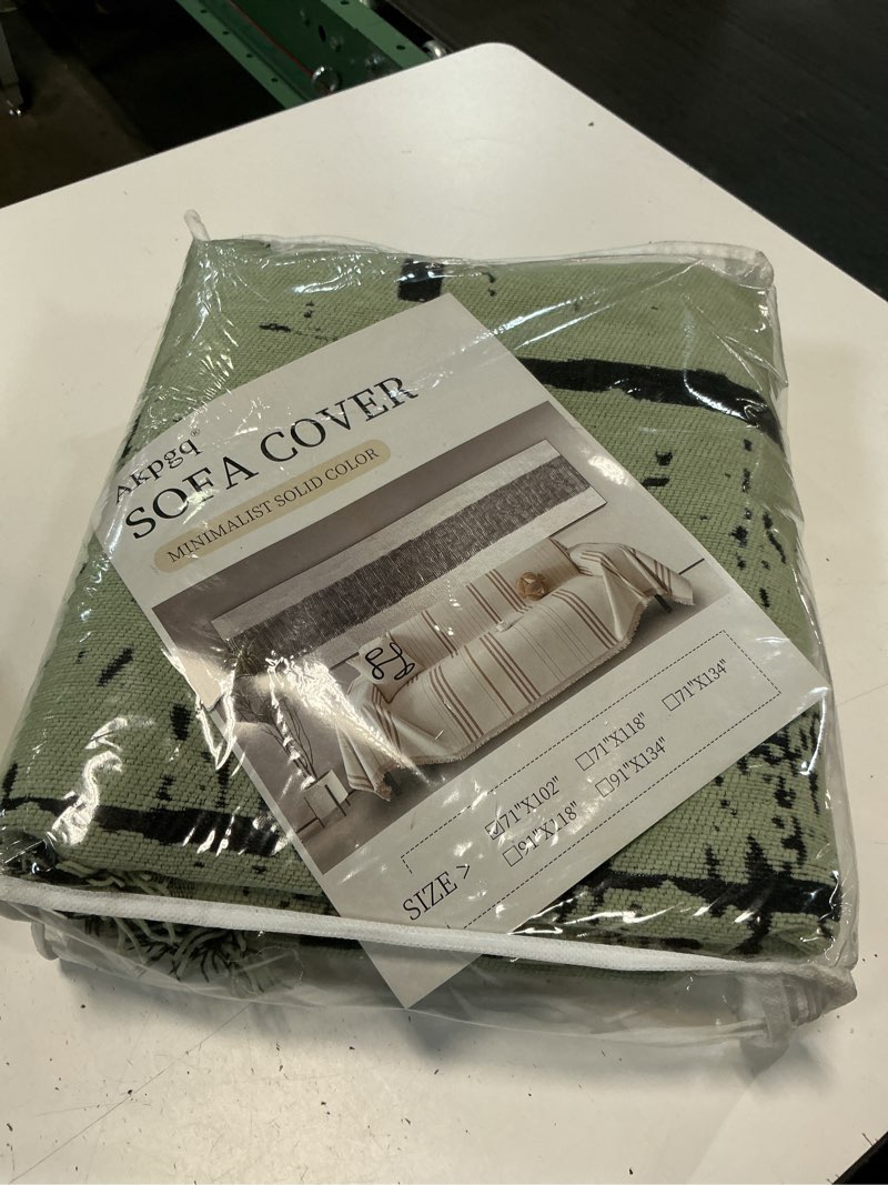 Condition photo showing As Is for boho couch covers for sofa washable sofa covers for 3 cushion couch soft non slip couch covers for sectional sofa dog pet furniture protector (light gray, 71\"*102\") (different color )