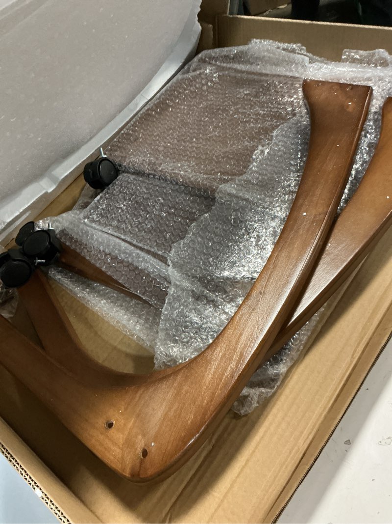 Condition photo showing Good Condition for mlrdwls c shaped end table, c table with wheels, tv tray table, side table for living room, bedroom (walnut color) (18.1" d x 15.7" w x 24.8" h)