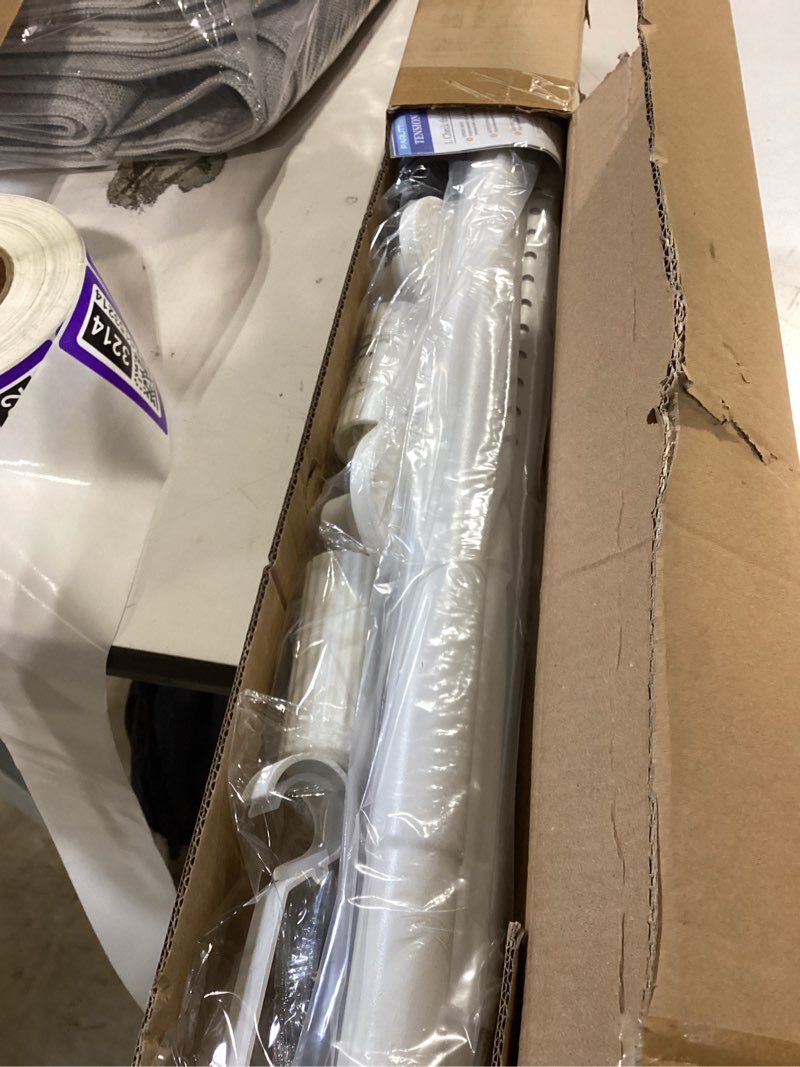 Condition photo showing Good Condition for tension curtain rod 51-126in(4.25-10.5ft), long shower curtain rod for bathroom window patio, no drill dual-end adjustable spring outdoor rod, rust proof easy to install, rod diameter 1.26in, white white 51"-126"