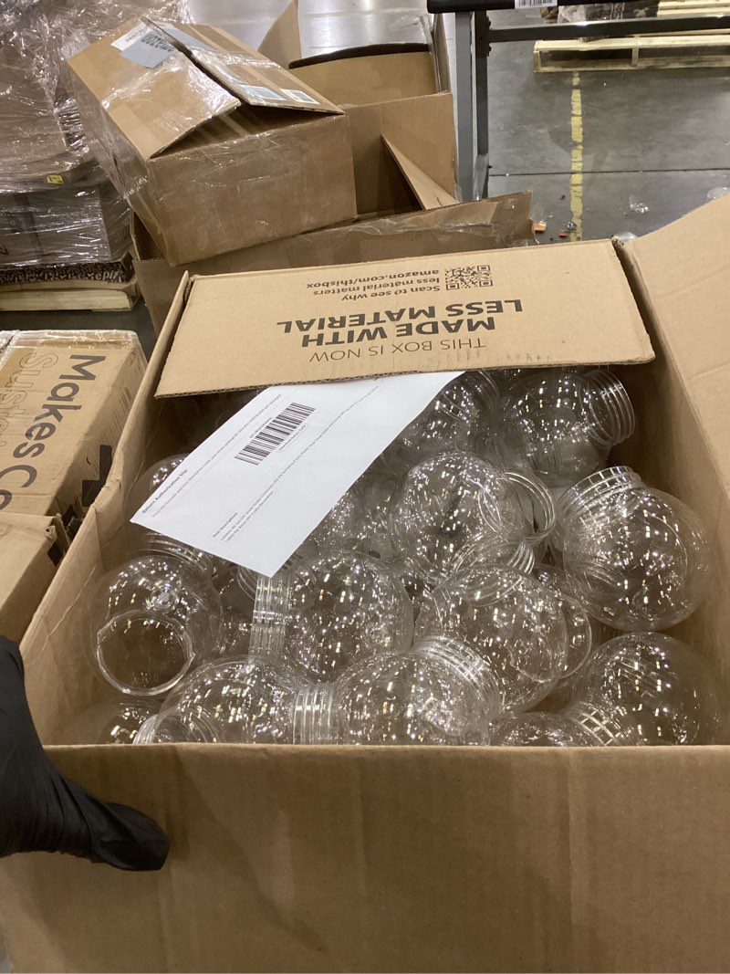 Condition photo showing As Is for Lenwen 48 Set DIY Snow Globe Christmas LED Kit Including 4 Inch Plastic Clear Snow Globe with Screw Off Cap and 19.7 Inch 10 LED String Lights for Xmas DIY Crafts Decoration