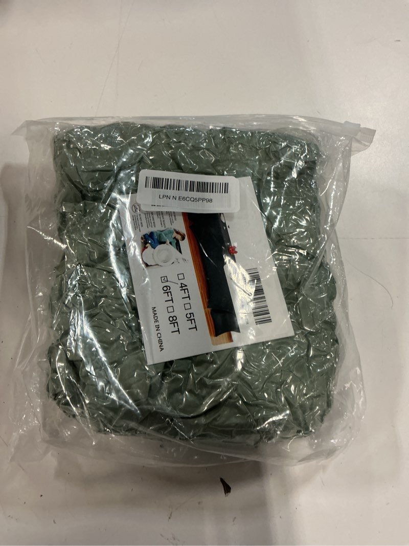 Condition photo showing New/Like New for obstal 2pc sage green tablecloth - 6ft rectangle spandex table cover for party, events, banquets & weddings, machine washble sage green 6 ft | 2 pack