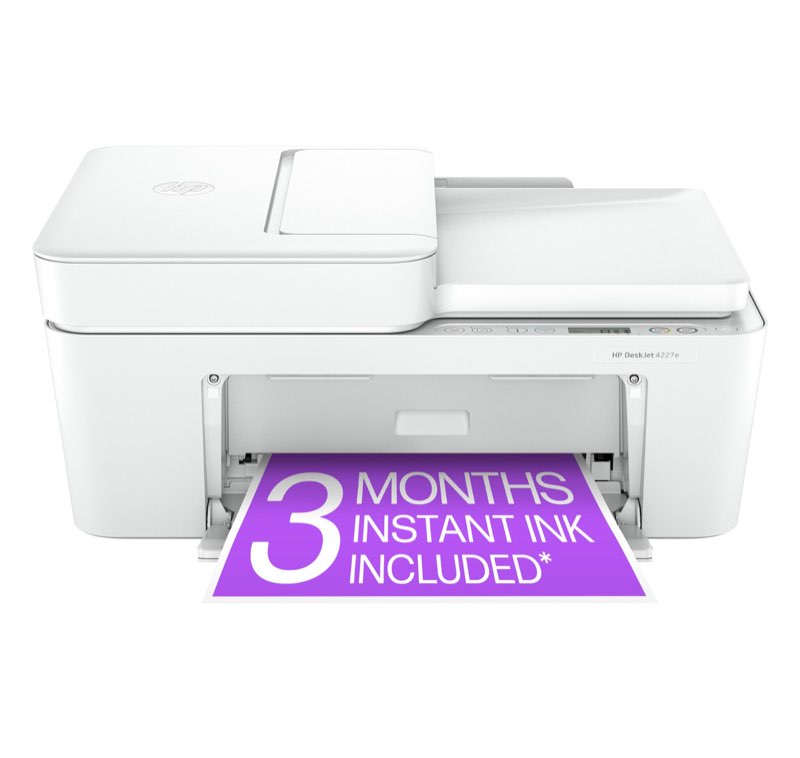 HP DeskJet 4227e Wireless All-in-One Color Inkjet Printer, Scanner, Copier, Best-for-Home, 3 Months of Instant Ink Trial Included (6W7F0A)