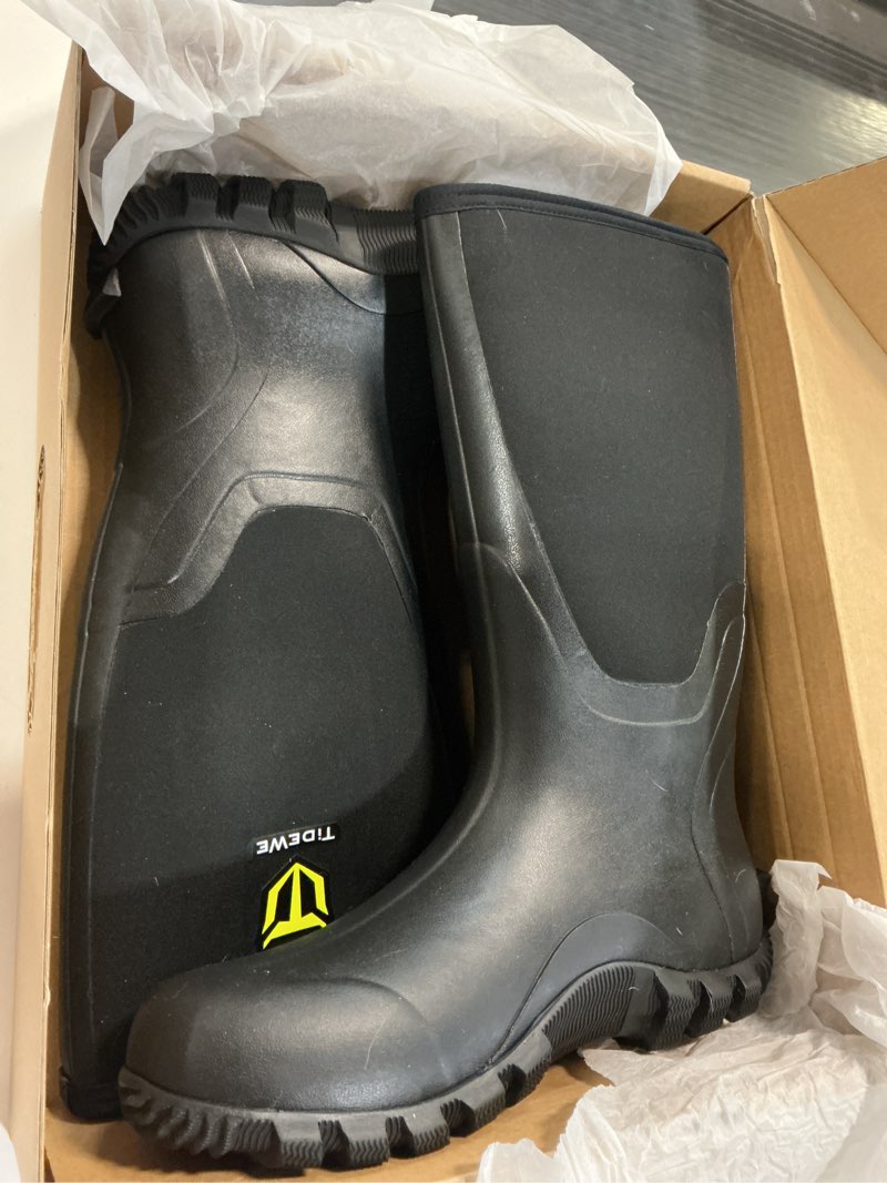 Condition photo showing Good Condition for TIDEWE Rubber Boots for Men Multi-Season, Waterproof Rain Boots with Steel Shank, 6mm Neoprene Sturdy Rubber Outdoor Hunting Boots (Black, Brown, Next Camo G2) Black 12