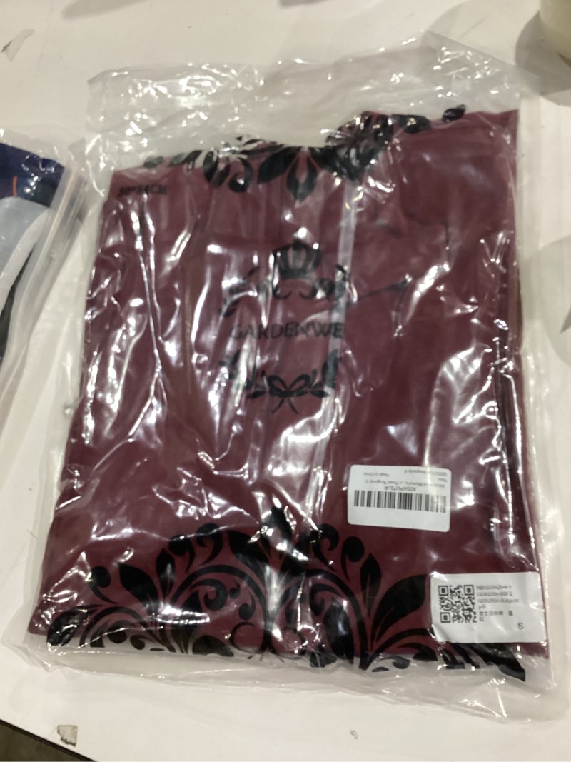 Condition photo showing New/Like New for Gardenwed Women's Sleeveless Wide Leg Jumpsuit, Elegant Side Split High Waist Palazzo Pants Romper with Pockets Button Detail Burgundy S