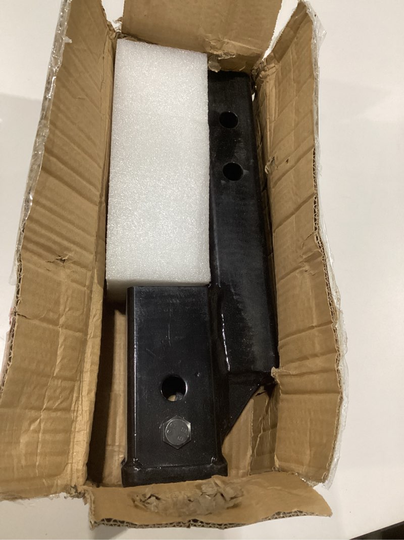 Condition photo showing As Is for 864121 Trailer Hitch Riser with 2.25 inch Rise/Drop for 2 inch Receiver Hitch Extension, Solid Shank, Hitch Pin Kit Included 2.25" Drop/rise