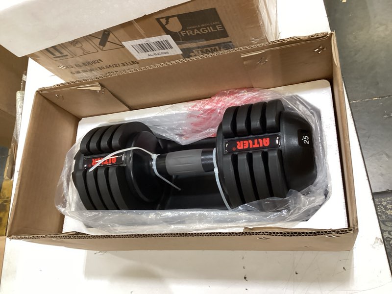 Condition photo showing Good Condition for altler adjustable dumbbell 25/52lb pair with tray for workout strength training fitness, adjustable weight dial dumbbell with anti-slip handle and weight plate for home exercise black 25lbs 
