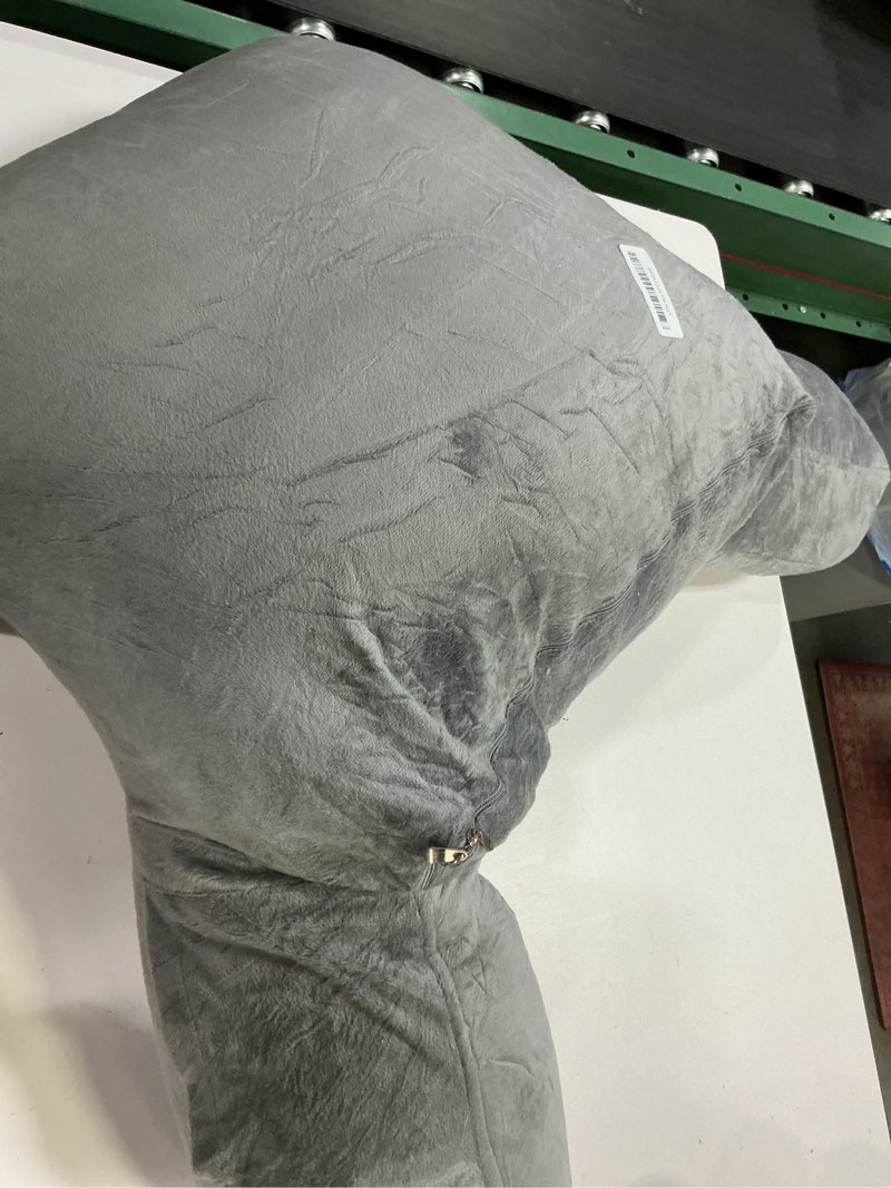 Condition photo showing As Is for SLIGUY Reading Pillow for Sitting in Bed Couch Adult, Back Pillow with arm Support and Pockets, Adult Back Pillow Bed Chair for Bed Rest, Reading, Watching TV, Gaming for Boys and Girls Light Grey