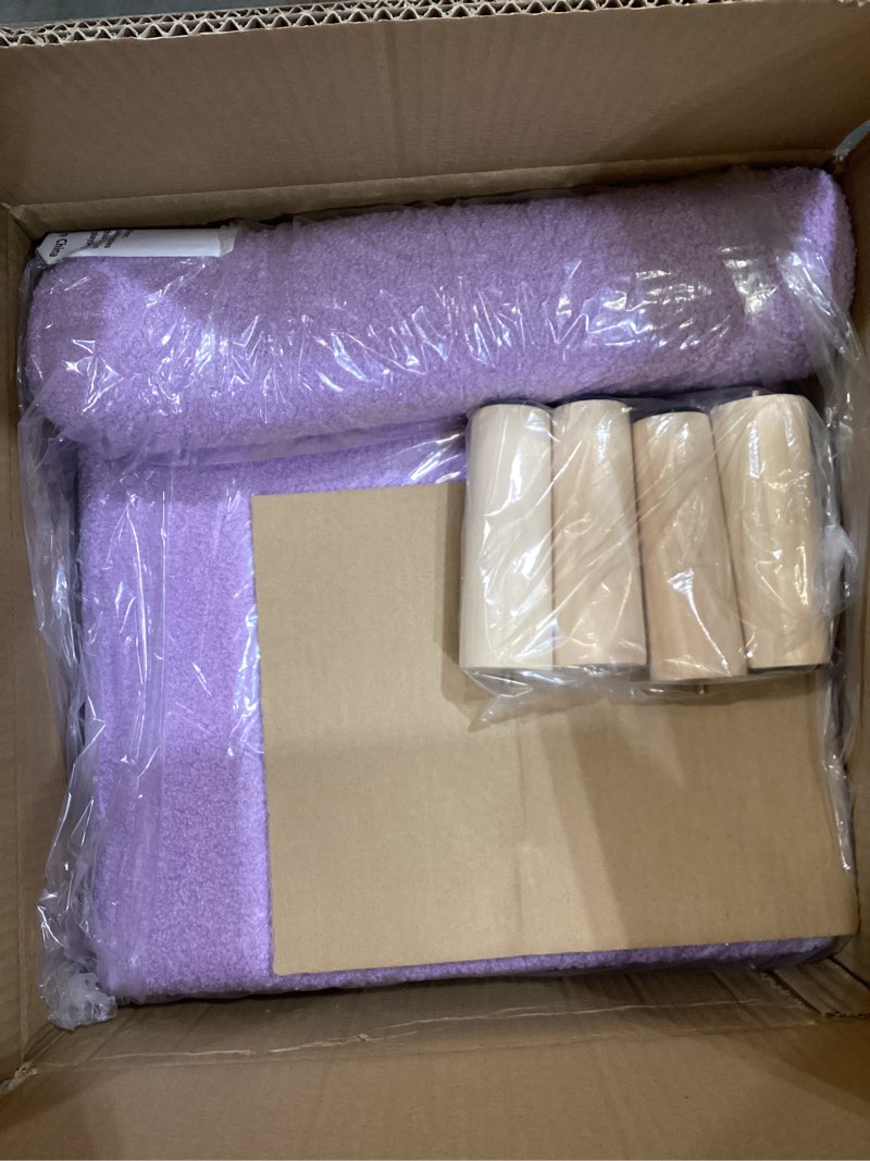 Condition photo showing Good Condition for dog ramp for small dogs and cats – 2-in-1 dog ramp for couch and low bed, 16.5'' foldable wooden pet ramp, sturdy multi-use split ottoman design, light purple