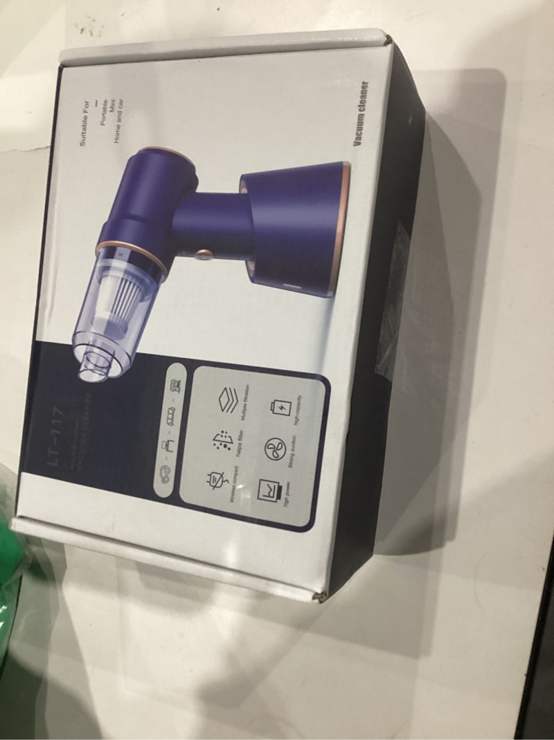 Condition photo showing New/Like New for 8Kpa Mini Handheld Vacuum Cleaner, 120W High Power Cordless Keyboard Vacuum, 2-in-1 Desk Vacuum & Air Duster with LED Light & Multi-Nozzles for Car, Computer, Sewing Machine Blue