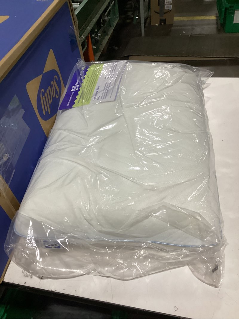 Condition photo showing New/Like New for sealy dreamlife queen size memory foam cooling pillow with surface guard technology, removable machine-washable cover, 1 year limited warranty, white (2 pack) 2 pack queen