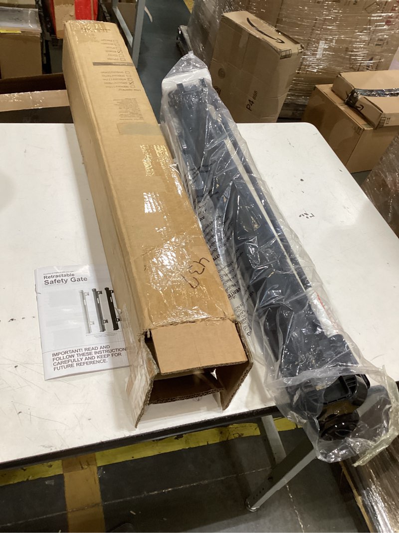 Condition photo showing Good Condition for comomy 29.5-40.5" extra wide baby gate, auto close dog gate for house doorways stairs, pressure mounted easy walk thru pet gate safety child gate, includes 4 wall cups and 2 extension pieces, white white 30"tall 40.5"wide