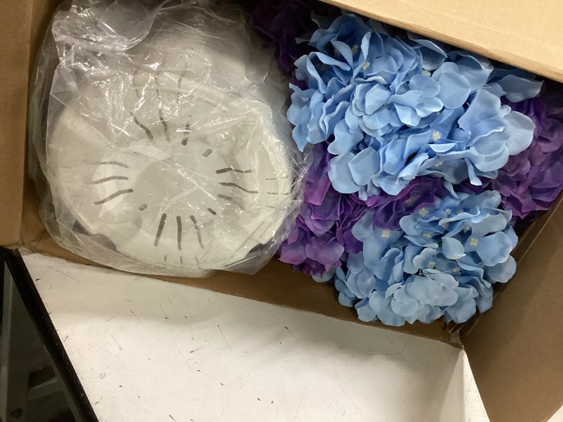 Condition photo showing Good Condition for 2 pack hydrangea artificial flowers bouquets with pot - fake silk hydrangeas faux flowers for home arrangements porch garden wedding party decor(gradient purple)